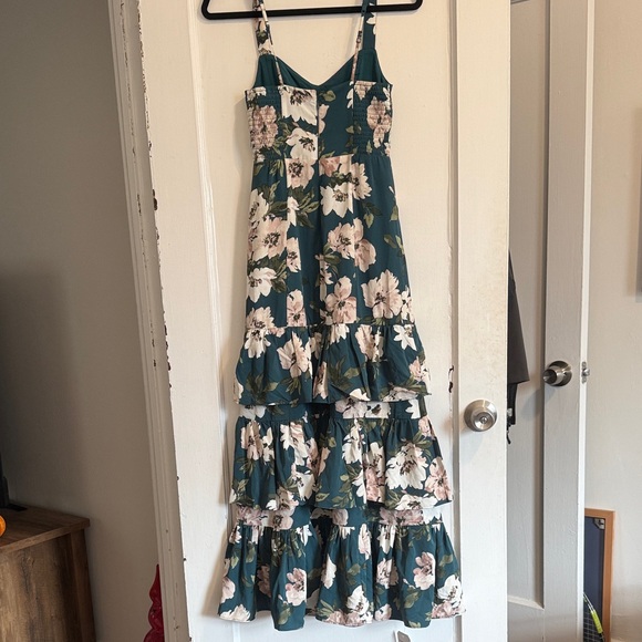 Abercrombie & Fitch Teal Floral Tiered Maxi Dress Size: XXS - Picture 2 of 3